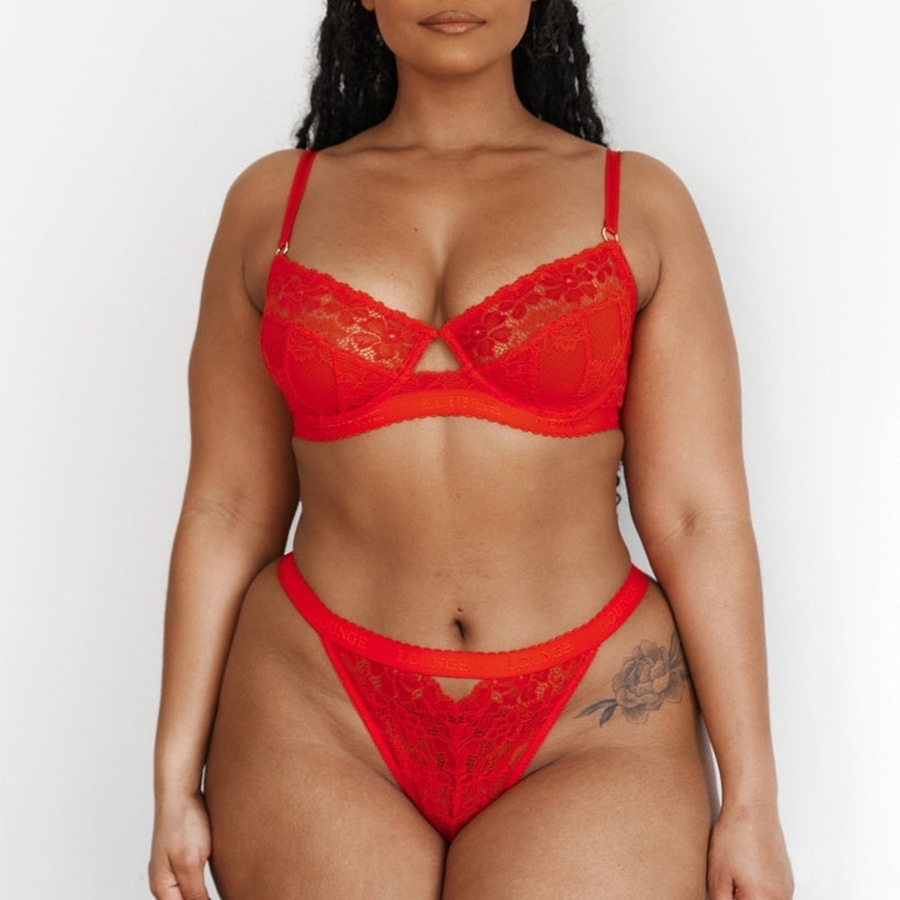 Lounge Flair Balcony Bra & Thong Set - Red